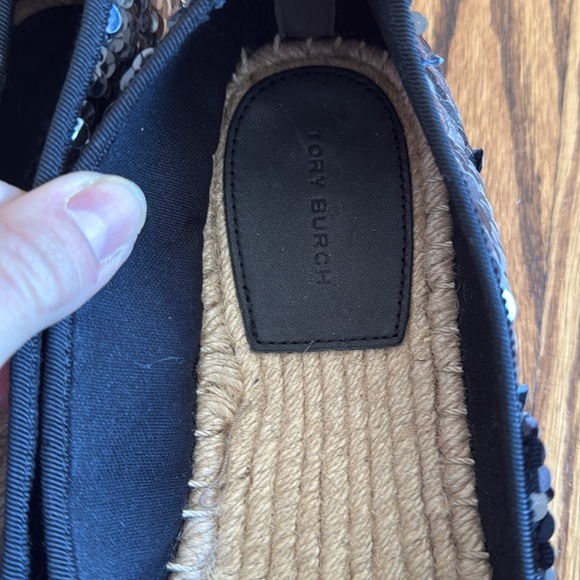 TORY BURCH FLAT ESPADRILLE BLACK SEQUIN WOMEN'S SIZE 10 New without tags - Picture 7 of 7